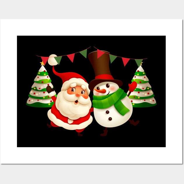 Santa and Snowman Wall Art by Pieartscreation